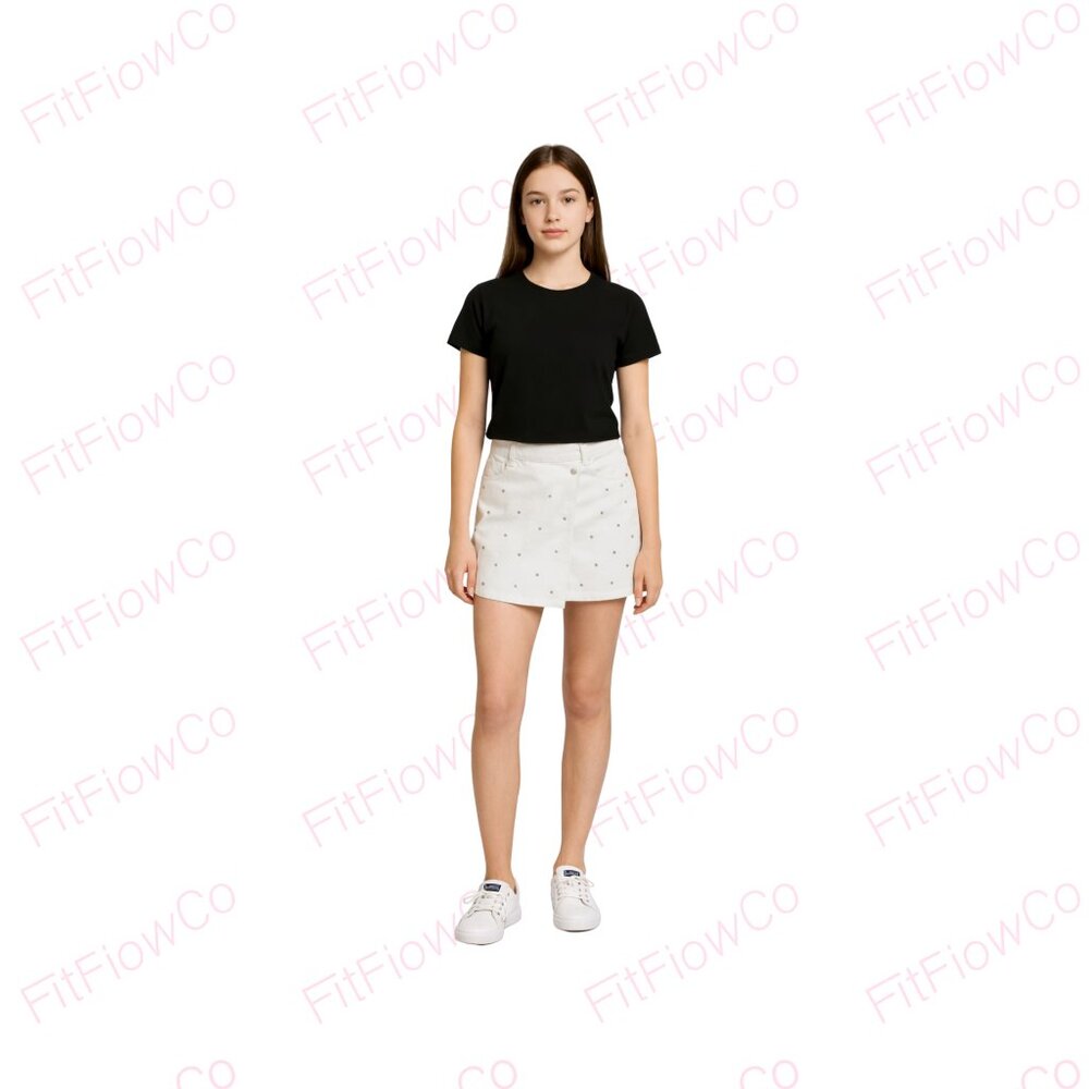 💎ZARA Kids White Eyelet Denim Shorts – Size 13–14Y (164 cm) EUC